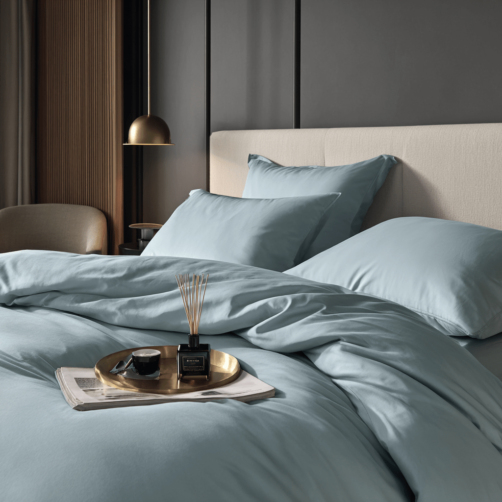 Copripiumino in Bamboo | Azzurro in bamboo organico 300TC - 155x200 | Looniva