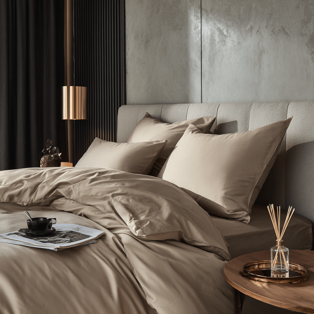 Copripiumino in Bamboo | Beige in bamboo organico 300TC - 155x200 | Looniva