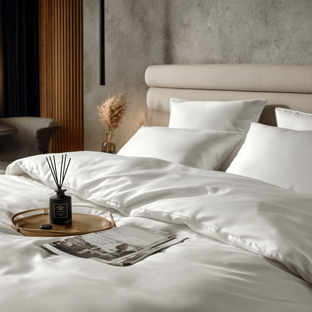 Copripiumino in Bamboo | Bianco in bamboo organico 300TC - 155x200 | Looniva