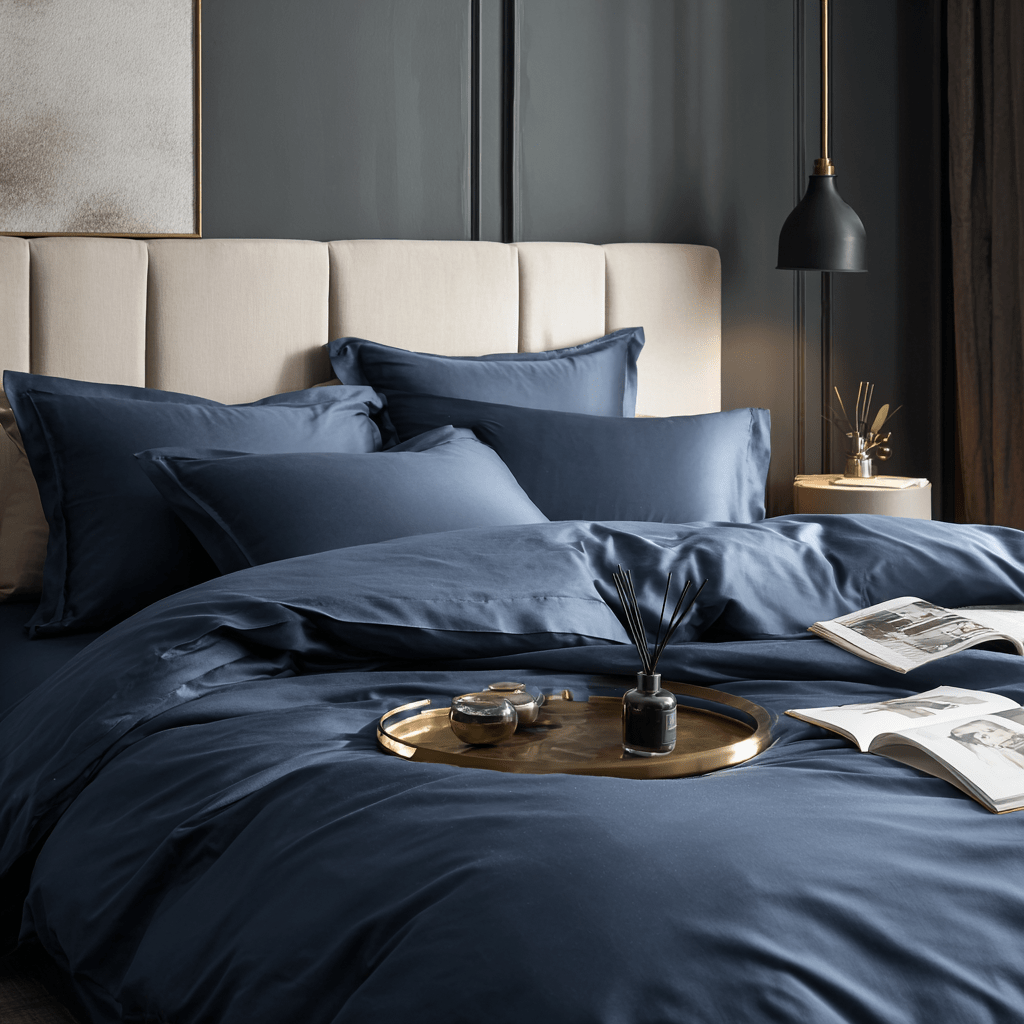 Copripiumino in Bamboo | Blu Navy in viscosa di bamboo 300TC - 200x200 | Looniva