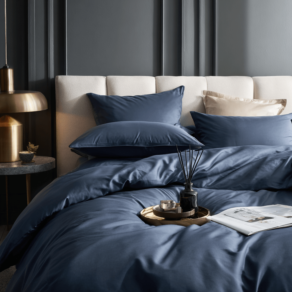 Copripiumino in Bamboo | Blu Navy in bamboo organico 300TC - 155x200 | Looniva