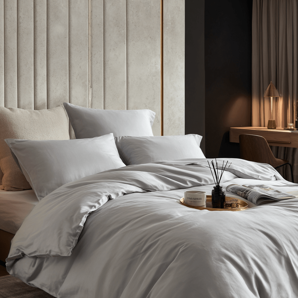 Copripiumino in Bamboo | Grigio chiaro in viscosa di bamboo 300TC - 260x240 | Looniva