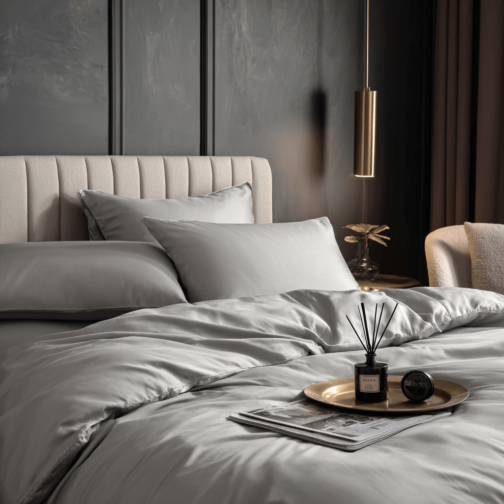 Copripiumino in Bamboo | Grigio chiaro in bamboo organico 300TC - 200x200 | Looniva