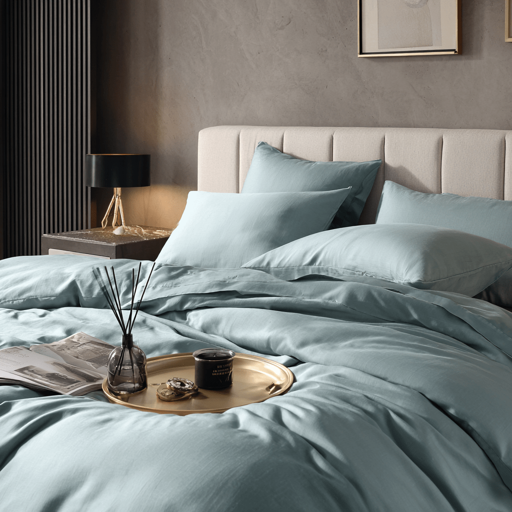 Federe in Bamboo | Azzurro in bamboo organico 300TC - 50x75 | Looniva