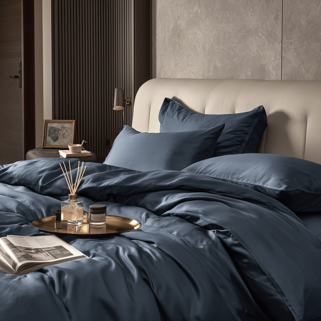 Federe in Bamboo | Blu Navy in bamboo organico 300TC - 50x75 | Looniva