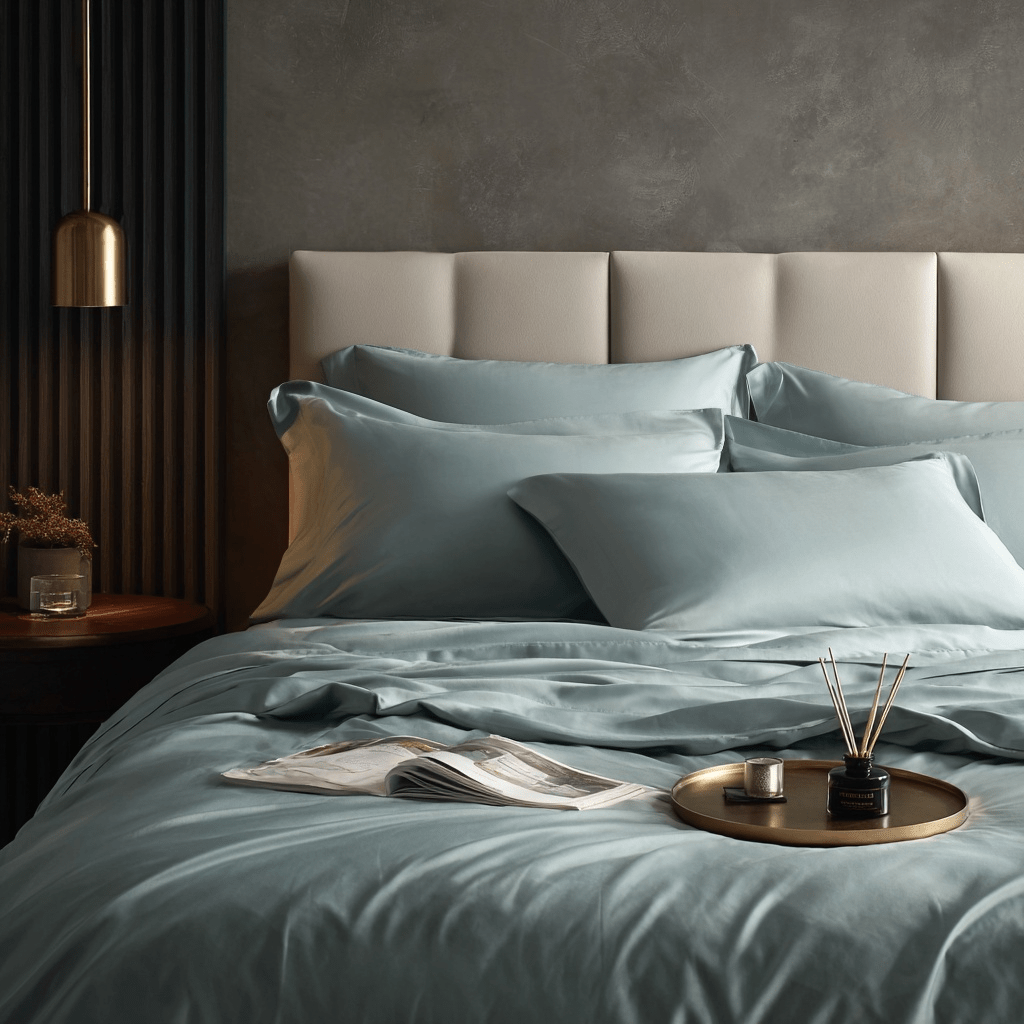 Lenzuolo piano in bamboo | Azzurro in bamboo organico 300TC - 160x290 | Looniva