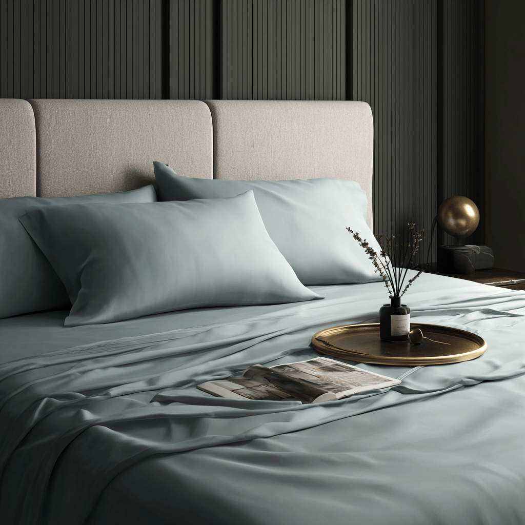 Lenzuolo piano in bamboo | Azzurro in bamboo organico 300TC - 190x290 | Looniva