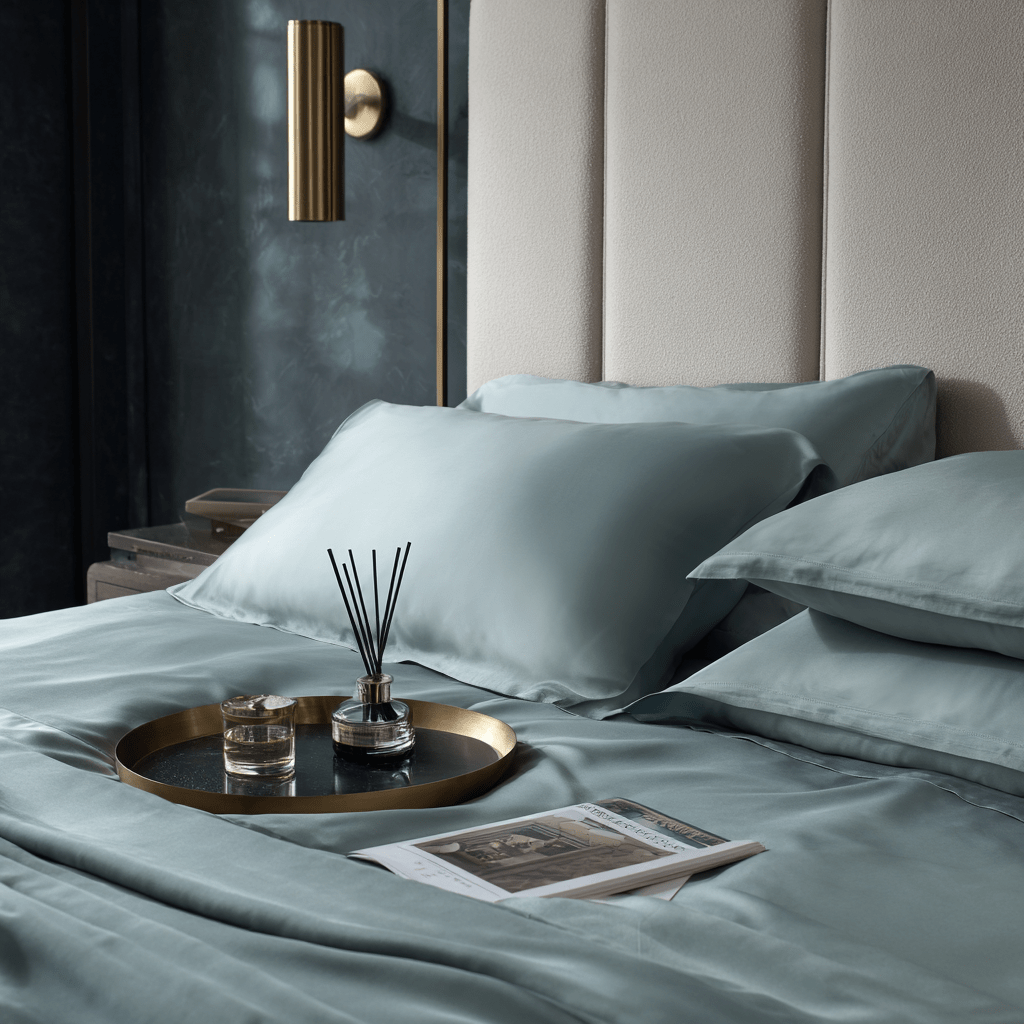 Lenzuolo piano in bamboo | Azzurro in bamboo organico 300TC - 260x290 | Looniva