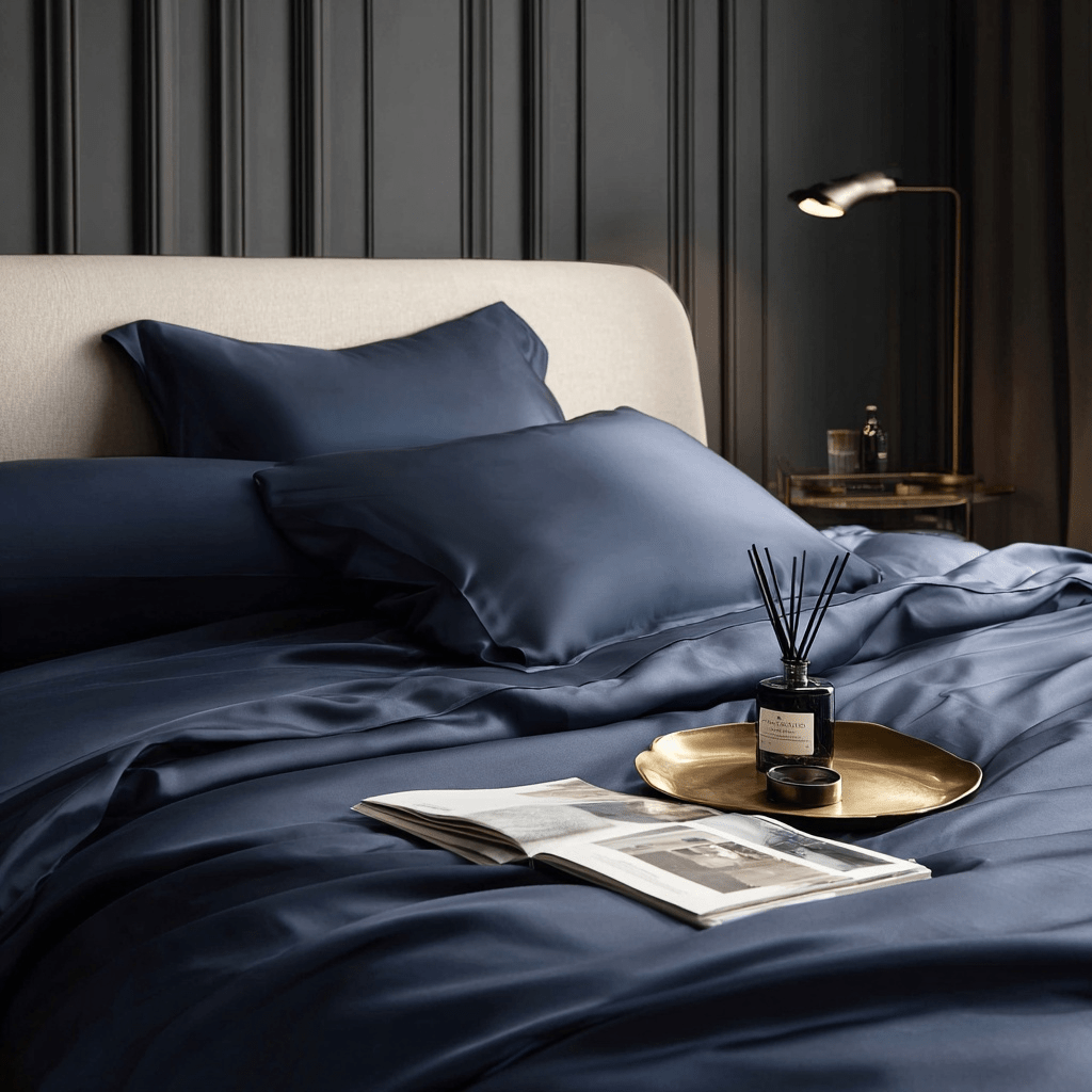 Lenzuolo Piano in Bamboo | Blu Navy in viscosa di bamboo 300TC - 260x290 | Looniva