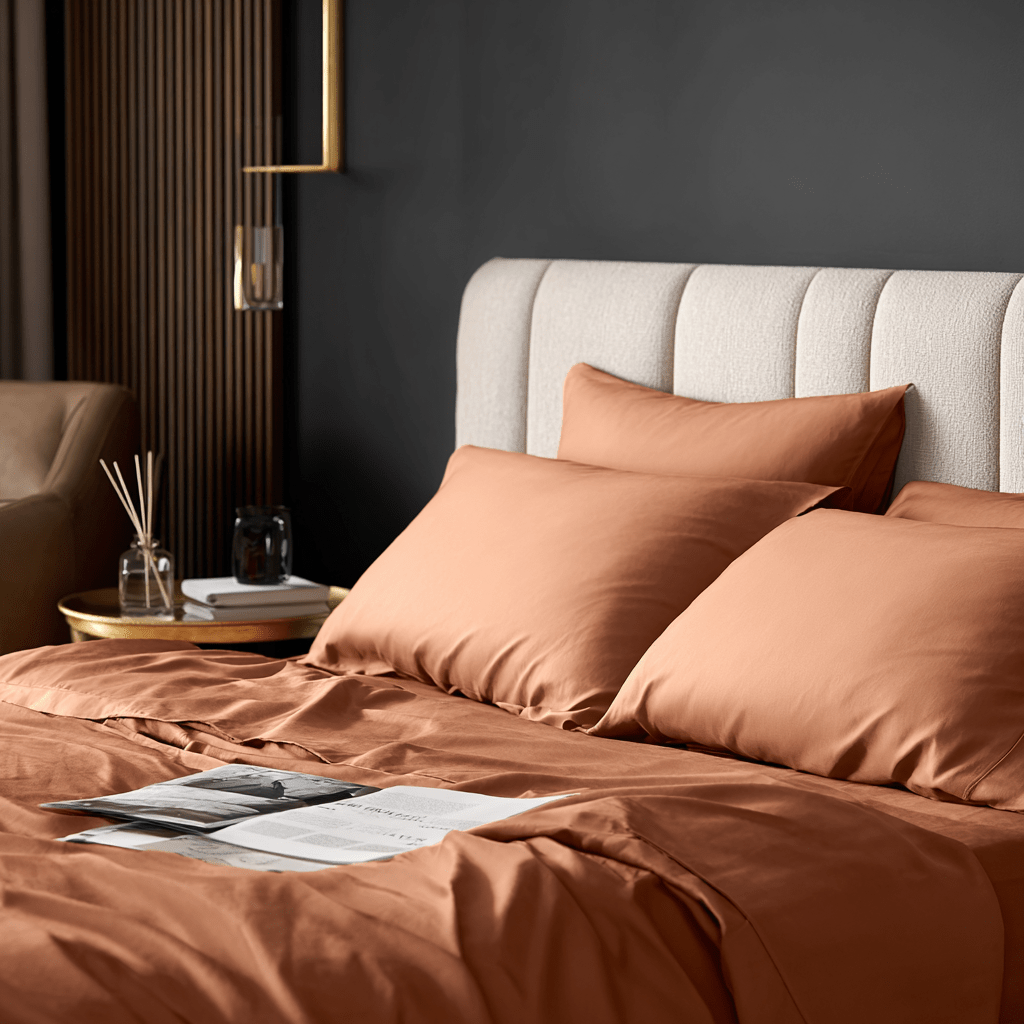 Lenzuolo Piano in Bamboo | Terracotta in bamboo organico 300TC - 160x290 | Looniva