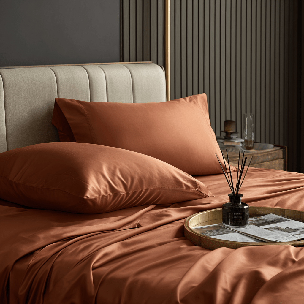 Lenzuolo Piano in Bamboo | Terracotta in viscosa di bamboo 300TC - 190x290 | Looniva