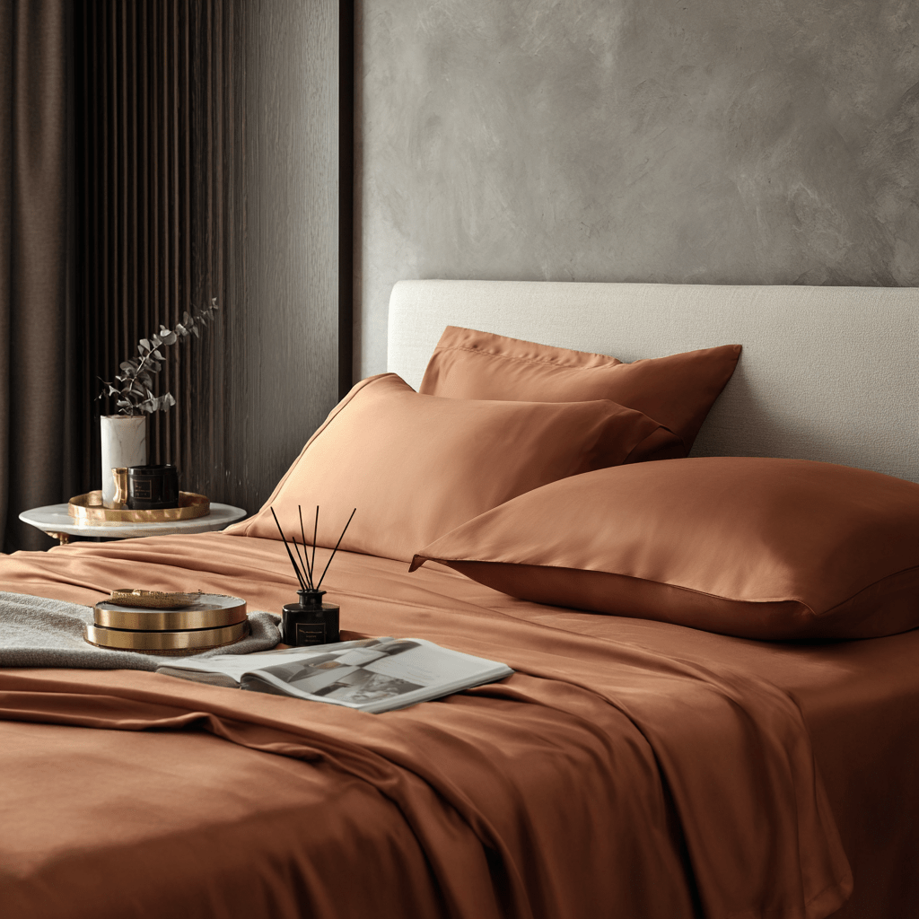 Lenzuolo Piano in Bamboo | Terracotta in viscosa di bamboo 300TC - 260x290 | Looniva