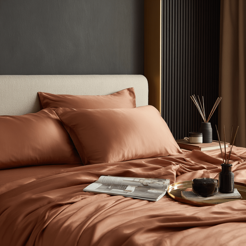 Lenzuolo Piano in Bamboo | Terracotta in bamboo organico 300TC - 160x290 | Looniva