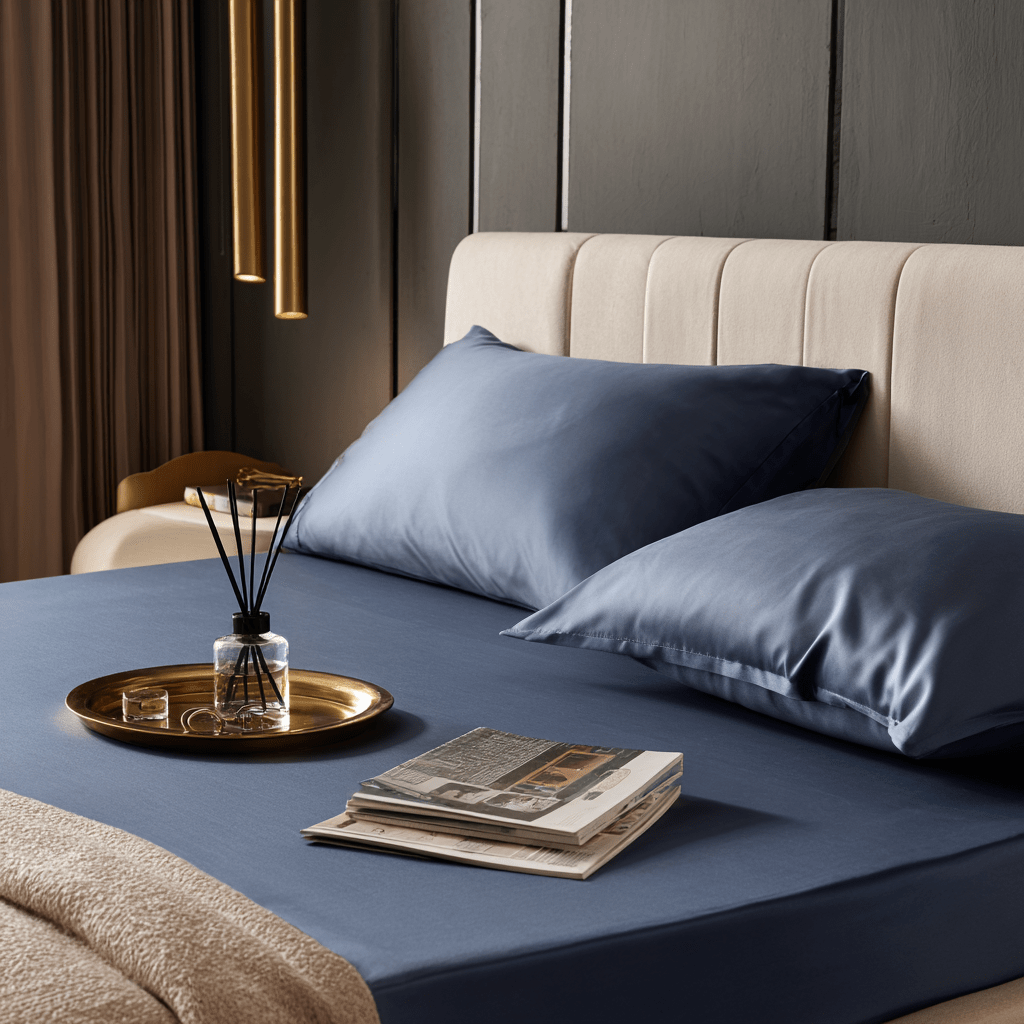 Lenzuolo sotto con angoli in Bamboo | Blu Navy in bamboo organico 300TC - 180x200 | Looniva