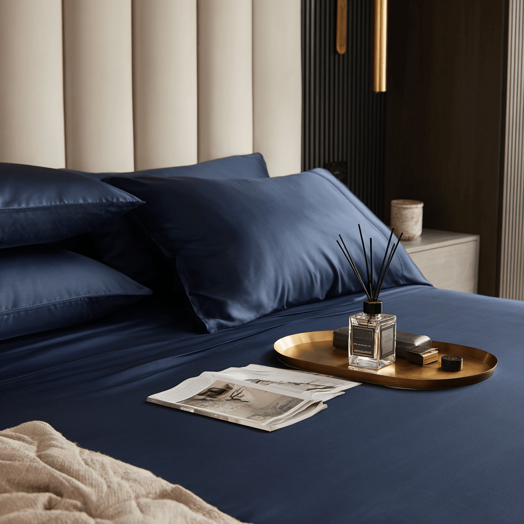 Lenzuolo sotto con angoli in Bamboo | Blu Navy in bamboo organico 300TC - 90x200 | Looniva