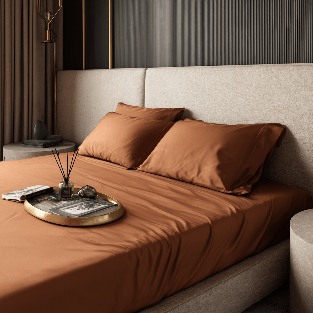 Lenzuolo sotto con angoli in Bamboo | Terracotta in bamboo organico 300TC - 120x200 | Looniva