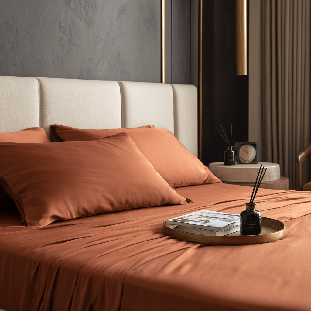 Lenzuolo sotto con angoli in Bamboo | Terracotta in bamboo organico 300TC - 90x200 | Looniva