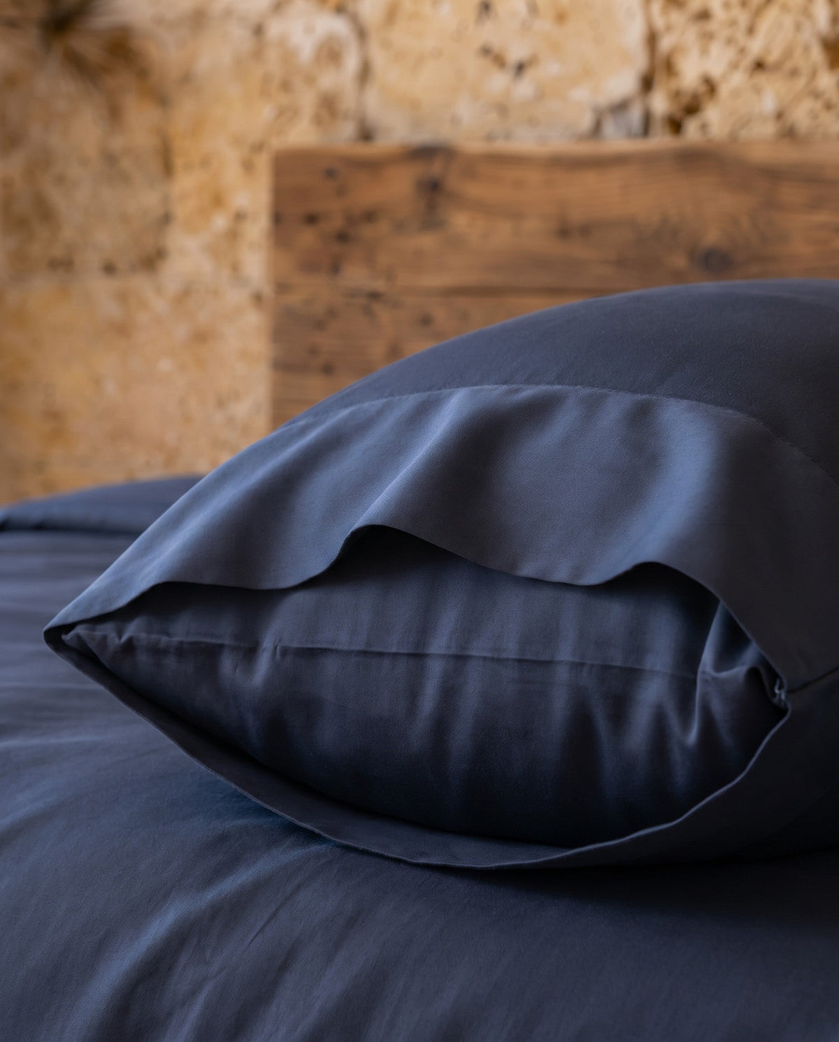 Federa in viscosa di bambù, chiusura a portafoglio | Blu navy