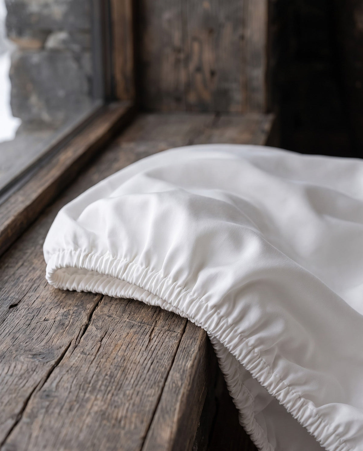 Lenzuolo con angoli in viscosa di bambù, dettaglio dell'elastico | Bianco