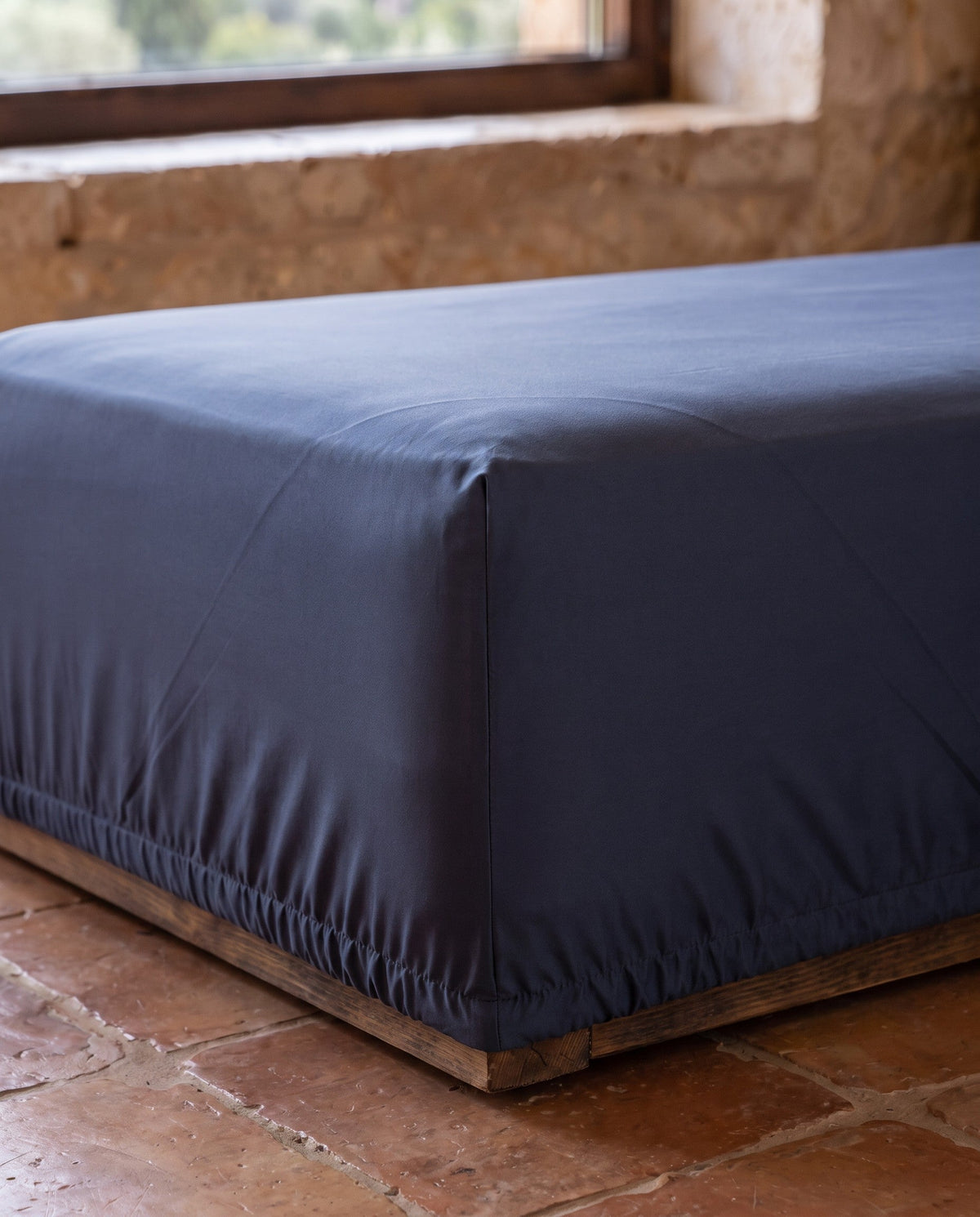 Lenzuolo con angoli in viscosa di bambù, angolo del materasso con elastico | Blu navy