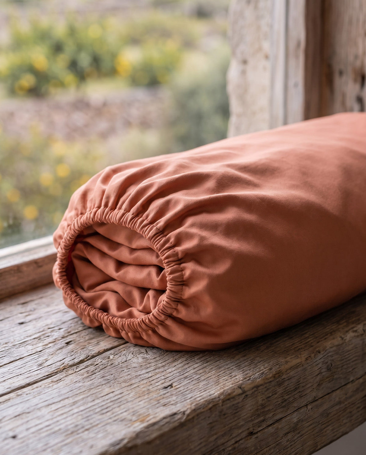 Lenzuolo con angoli in viscosa di bambù, dettaglio dell'elastico | Terracotta