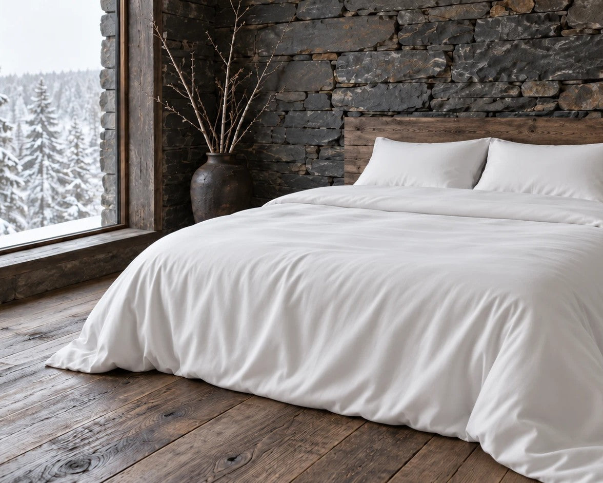 Set Plenilunio in viscosa di bambù su letto matrimoniale | Bianco