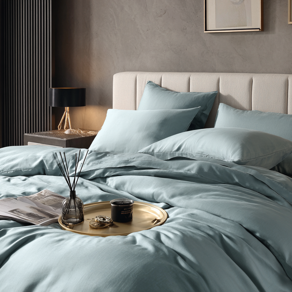 Coppia di federe in bamboo azzurro Looniva – ideali per pelle sensibile e capelli