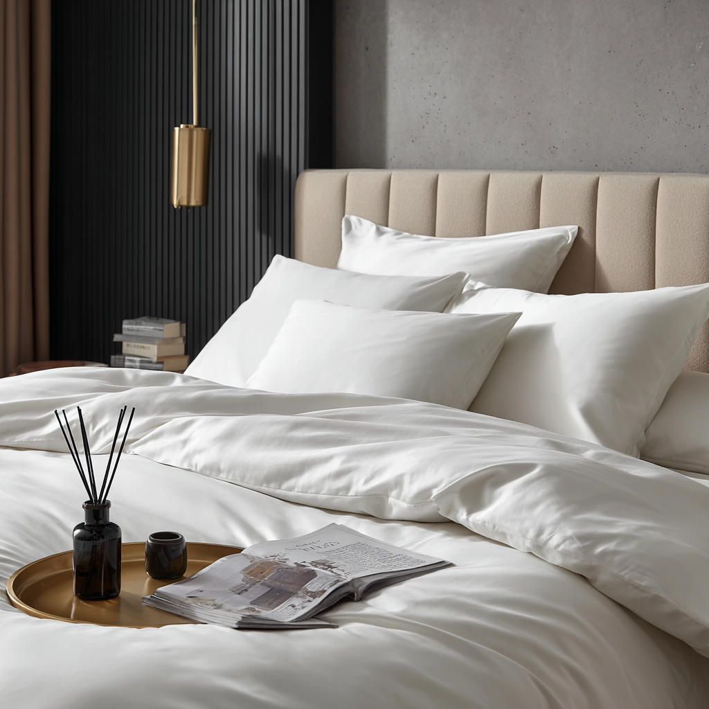 Federe in bamboo bianco su letto – pillowcase fresca e ipoallergenica